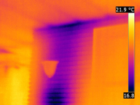 A FLIR thermal image of the interior of a home