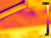 A FliR thermal image of the interior of a home