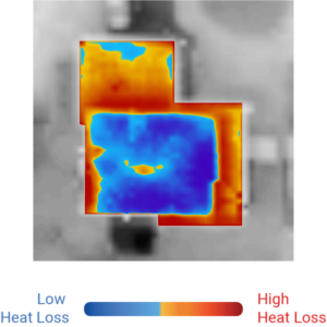 A red to blue thermal heat loss map and scale for heat loss