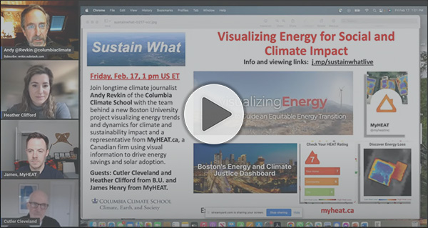 Screenshot of Andy Revkin's webcast on YouTube with MyHEAT