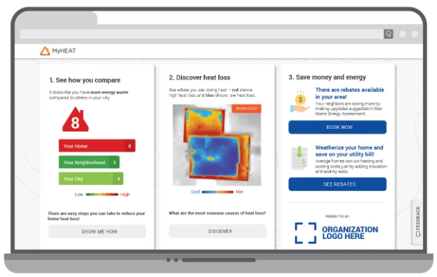 A screenshot of a MyHEAT Home Profile in a laptop device frame