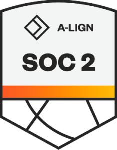 A badge representing SOC 2 cyber security achievement