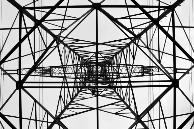 View of black metal frame